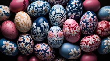 AI generated an array of colored eggs photo