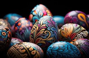 AI generated an image of colorfully decorated easter eggs photo