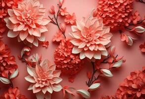 AI generated chinese new year, paper hyacinth, pink red background photo