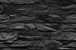 AI generated Seamless texture of dark grey black slate tile wall, neural network generated image photo