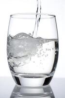 AI generated Glass filling with water on white background, neural network generated image photo