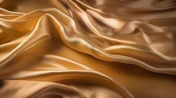 AI generated Golden-colored silk surface with folds. Abstract background, neural network generated image photo