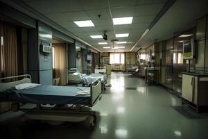 AI generated empty generic hospital interior, neural network generated image photo