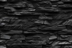 AI generated Seamless texture of dark grey black slate tile wall, neural network generated image photo