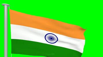 Indian flag waving green screen animation concept of 15 august independence day video