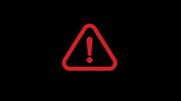 esclamazione marchio icona animazione di un' Pericolo, avvertimento simbolo Attenzione con alfa canale video