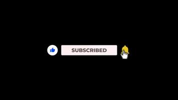 Subscribe, Reminder and Like Button animation with mouse cursor with alpha channel video