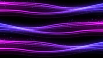 futuristisch optisch Ballaststoff Partikel Linien fließend oder ziehen um bewirken abstrakt Schleife Animation auf schwarz Hintergrund video