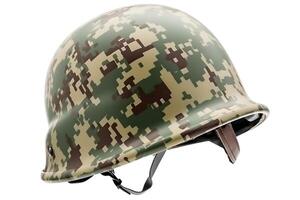 AI generated 20-th century combat infantry helmet on white background, neural network generated image photo