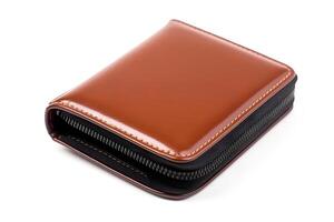AI generated leather wallet isolated on white background, neural network generated image photo