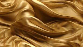 AI generated Golden-colored silk surface with folds. Abstract background and seamless texture, neural network generated image photo