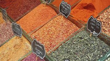 various spices in store in istanbul . video