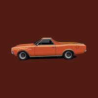 Illustration vector graphic of orange vintage car with side view