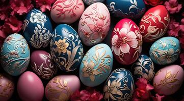 AI generated an array of colored eggs photo