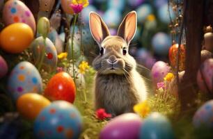 AI generated bunny inside easter easter wallpapers, photo