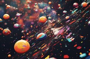 AI generated colorful swirl balls of sparkle and confetti photo