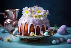 AI generated easter bundt cake with frosting photo