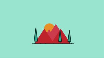 landscape animated flat cartoon, view mountain in 4k motion design. video