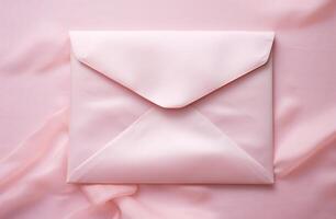 AI generated pink envelope on valentine's day, photo