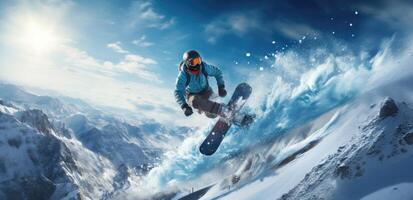 ai generado gratis Snowboarding, esquiar, y Snowboarding foto