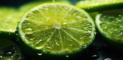 AI generated lime slices that are cut up in slices photo