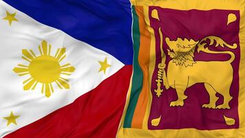 Sri Lanka and Philippines Flags Together Seamless Looping Background, Looped Bump Texture Cloth Waving Slow Motion, 3D Rendering video