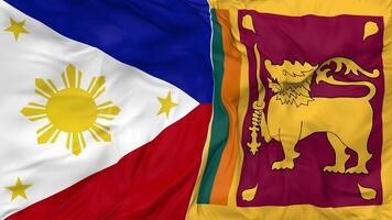 sri lanka et philippines drapeaux ensemble sans couture boucle arrière-plan, en boucle bosse texture tissu agitant lent mouvement, 3d le rendu video