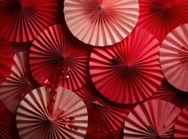 AI generated paper fans and lanterns in the colors of chinese new year photo