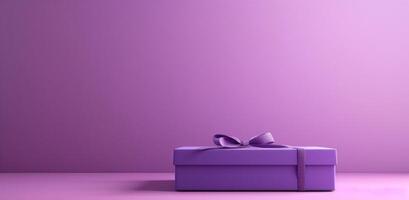 AI generated purple gift box against purple background photo