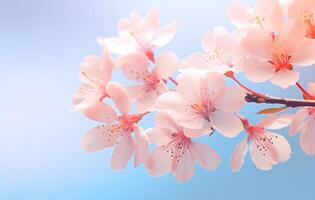 AI generated shows a bright color white and pink sakura blossom background photo