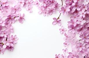 AI generated pink lilac flowers on a white background photo