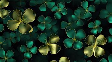 AI generated st patrick of green clover day background photo