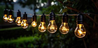 AI generated solar powered string lights to illuminate your house, photo
