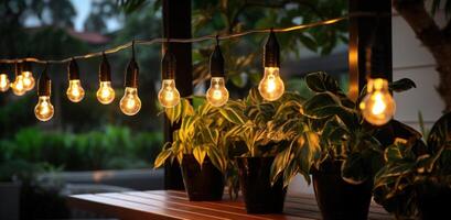 AI generated solar powered string lights to illuminate your house, photo