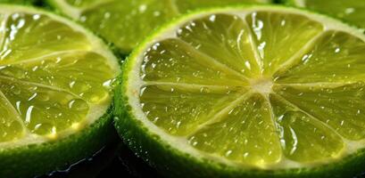 AI generated several slices of lime are shown in different ways photo