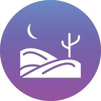 Desert Night Landscape Vector Icon