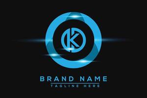 KO Blue logo Design. Vector logo design for business.