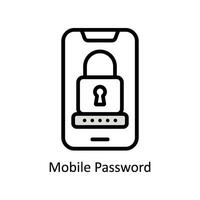 Mobile Password Vector Filled outline icon Style illustration. EPS 10 File