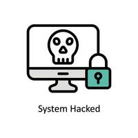 System Hacked  Vector Filled outline icon Style illustration. EPS 10 File