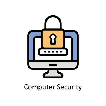 Computer Security Vector Filled outline icon Style illustration. EPS 10 File