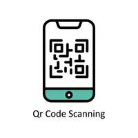 Qr Code Scanning Vector Filled outline icon Style illustration. EPS 10 File