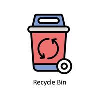 Recycle Bin Vector Filled outline icon Style illustration. EPS 10 File