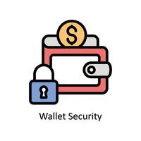 Wallet Security Vector Filled outline icon Style illustration. EPS 10 File