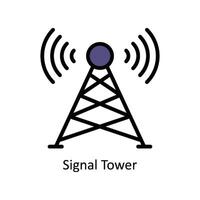 Signal Tower Vector Filled outline icon Style illustration. EPS 10 File