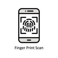 Finger print Scan Vector Filled outline icon Style illustration. EPS 10 File