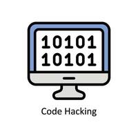 Code Hacking Vector Filled outline icon Style illustration. EPS 10 File