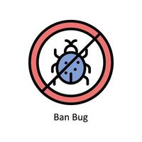 Ban Bug Vector Filled outline icon Style illustration. EPS 10 File