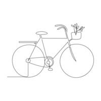 continuous single line drawing of bicycle and bicycle day concept one line vector art illustration