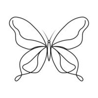 Continuous one line drawing of flying abstract butterfly and Butterfly outline vector illustration.