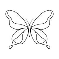 Continuous one line drawing of flying abstract butterfly and Butterfly outline vector illustration.